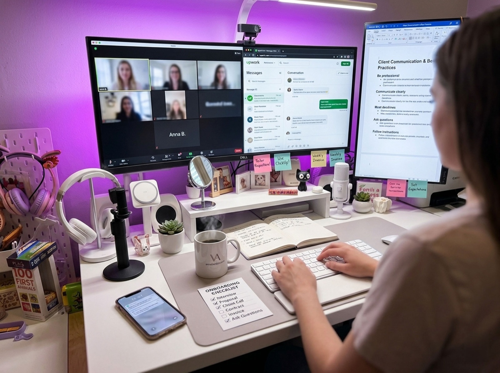 Anna on a video call during a client working session