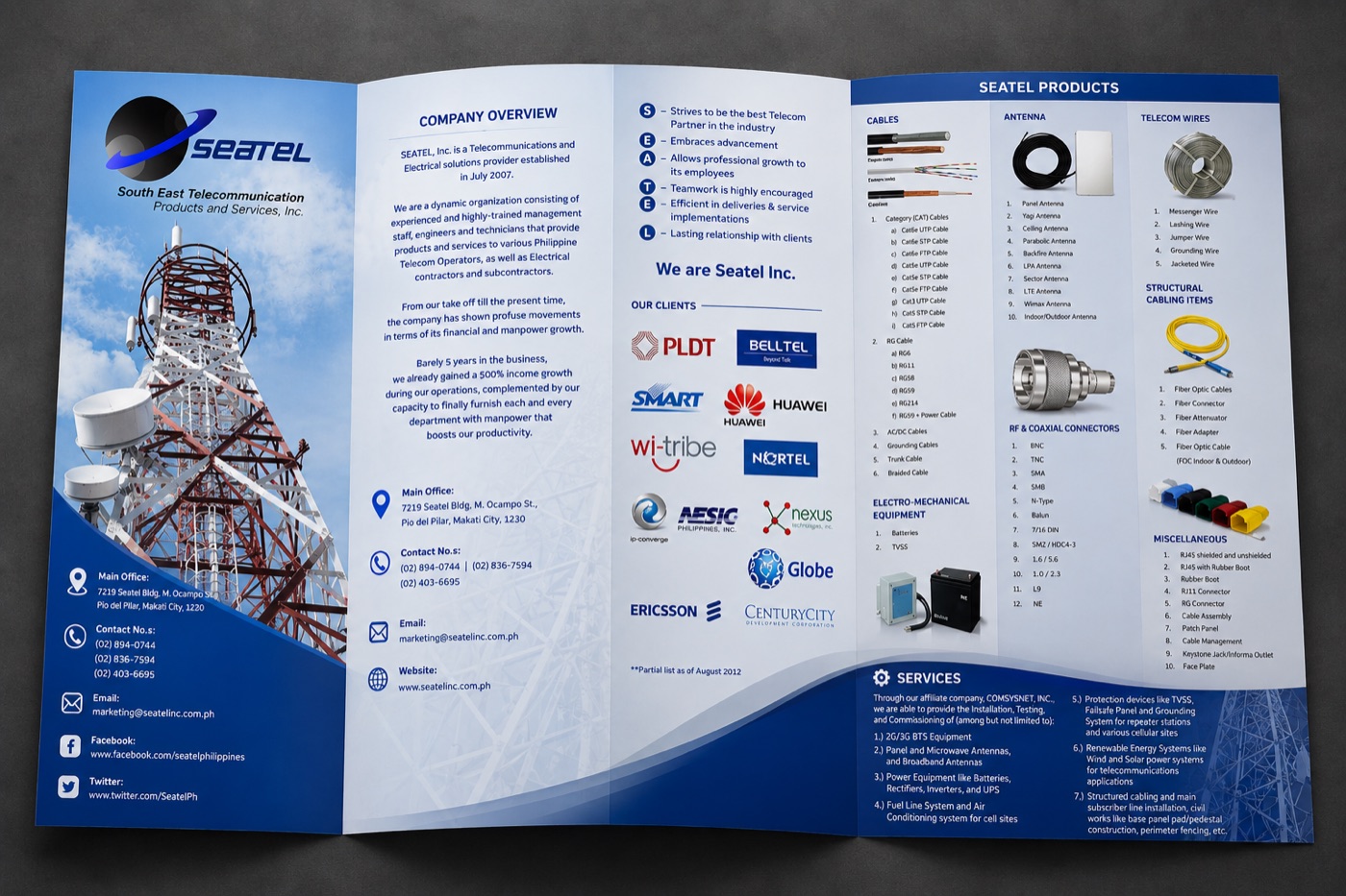 Seatel Products And Services Brochure — Print design